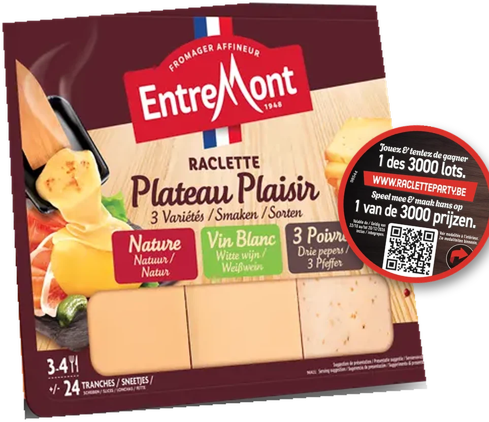 Raclette Entremont Plateau Plaisir avec le sticker Raclette Party 2026